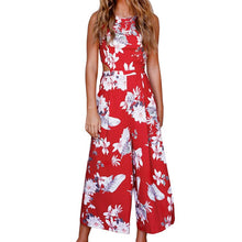 Load image into Gallery viewer, Womens Floral Prints Bow Tie Back Sleeveless High Waist Jumpsuit Romper Wide Leg
