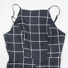 Load image into Gallery viewer, Sexy Women&#39;s Spaghetti Strap Plaid Backless Wide Leg Jumpsuit Overalls with Belt
