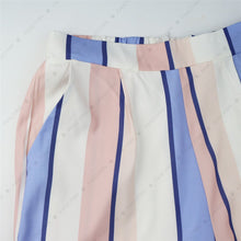 Load image into Gallery viewer, Women 2 Piece Striped Outfits Tie Back Crop Cami Top Wide Leg Pants 2 Pcs Set
