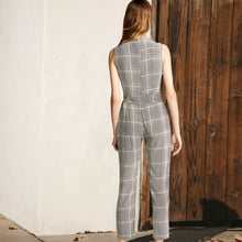 Load image into Gallery viewer, Women&#39;s Cross V Neck Sleeveless Plaid Wrap Long Jumpsuit Rompers With Pockets
