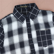 Load image into Gallery viewer, Women Classic Plaid Shirt Dress Long Sleeve Button Down Checkered Dresses Pocket
