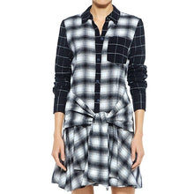 Load image into Gallery viewer, Women Classic Plaid Shirt Dress Long Sleeve Button Down Checkered Dresses Pocket
