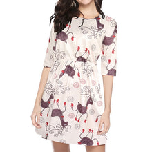 Load image into Gallery viewer, Women Girl Half Sleeve Christmas Santa Claus Prints Backless Flared A Line Dress
