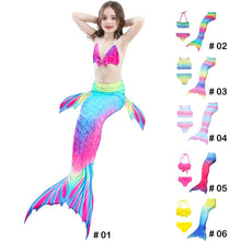 Load image into Gallery viewer, Kids Girls 3Pcs Mermaid Tail Swimming Bikini Set Swimwear Sparkle Swimmable
