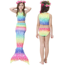 Load image into Gallery viewer, Kids Girls 3Pcs Mermaid Tail Swimming Bikini Set Swimwear Sparkle Swimmable
