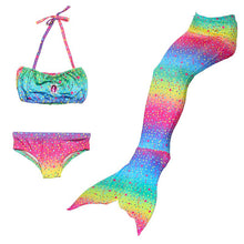 Load image into Gallery viewer, Kids Girls 3Pcs Mermaid Tail Swimming Bikini Set Swimwear Sparkle Swimmable

