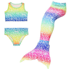 Load image into Gallery viewer, Kids Girls 3Pcs Mermaid Tail Swimming Bikini Set Swimwear Sparkle Swimmable
