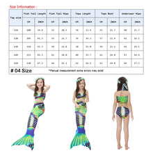 Load image into Gallery viewer, Swimmable Mermaid tails 3Pcs monofin Bikini Girls kids Cosplay Gift Swimwear
