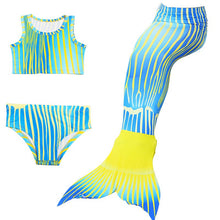 Load image into Gallery viewer, Swimmable Mermaid tails 3Pcs monofin Bikini Girls kids Cosplay Gift Swimwear

